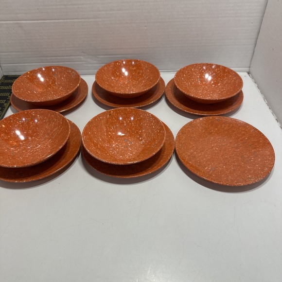 Other - Melmac M-404 6" Plate And M-411-8 5" Bowl Orange Speckle 6 Plates And 5 Bowls